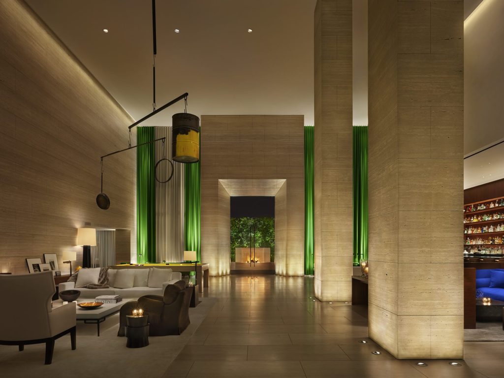 The West Hollywood EDITION lobby at night
