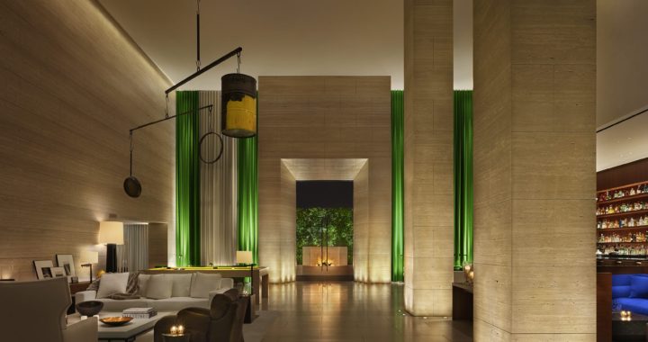 The West Hollywood EDITION lobby at night